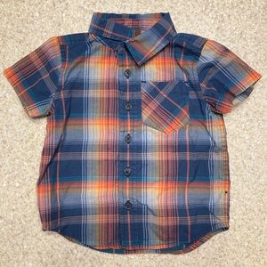 EUC Toddler Boys 2T Tea Collection button down plaid short sleeve shirt